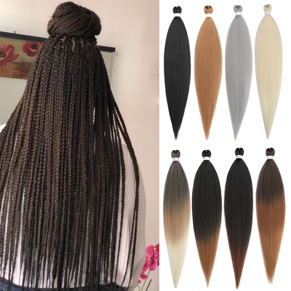Pre-stretched Braids Hair Professional Itch Free Hot Water Setting Synthetic Fiber Ombre Yaki Texture Braid Hair Extensions thumbnail 2