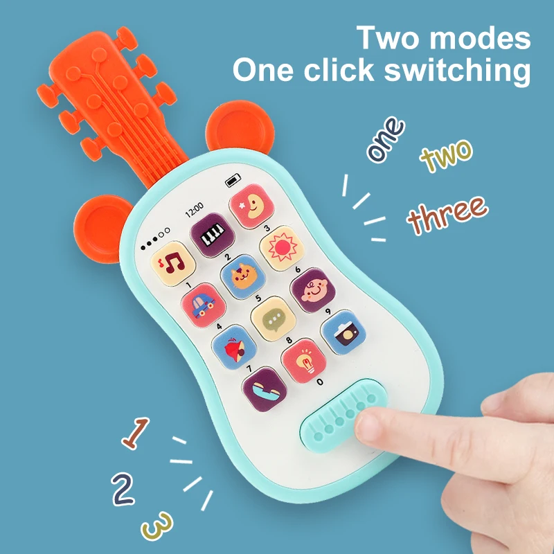 Guitar phone Toys Baby Music Sound Phones Sleep Toys Analog Phones for Kid Baby Early Education Toys for Children Gifts thumbnail 2