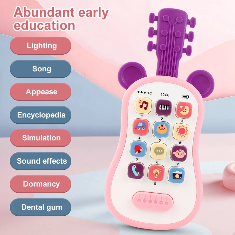 Guitar phone Toys Baby Music Sound Phones Sleep Toys Analog Phones for Kid Baby Early Education Toys for Children Gifts thumbnail 4