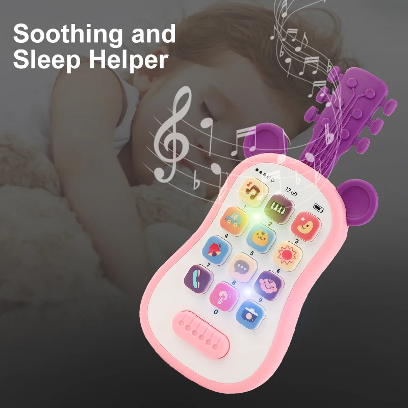 Guitar phone Toys Baby Music Sound Phones Sleep Toys Analog Phones for Kid Baby Early Education Toys for Children Gifts thumbnail 6