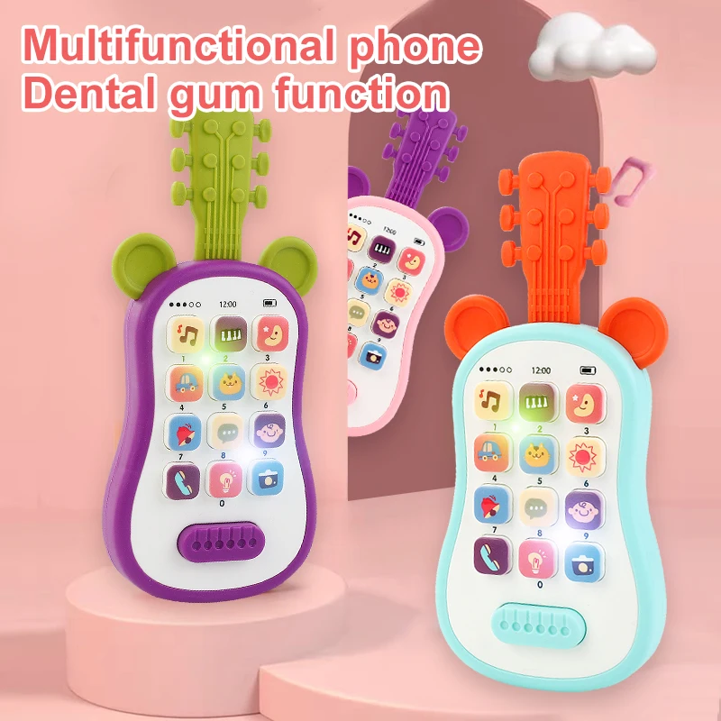 Guitar phone Toys Baby Music Sound Phones Sleep Toys Analog Phones for Kid Baby Early Education Toys for Children Gifts thumbnail 3