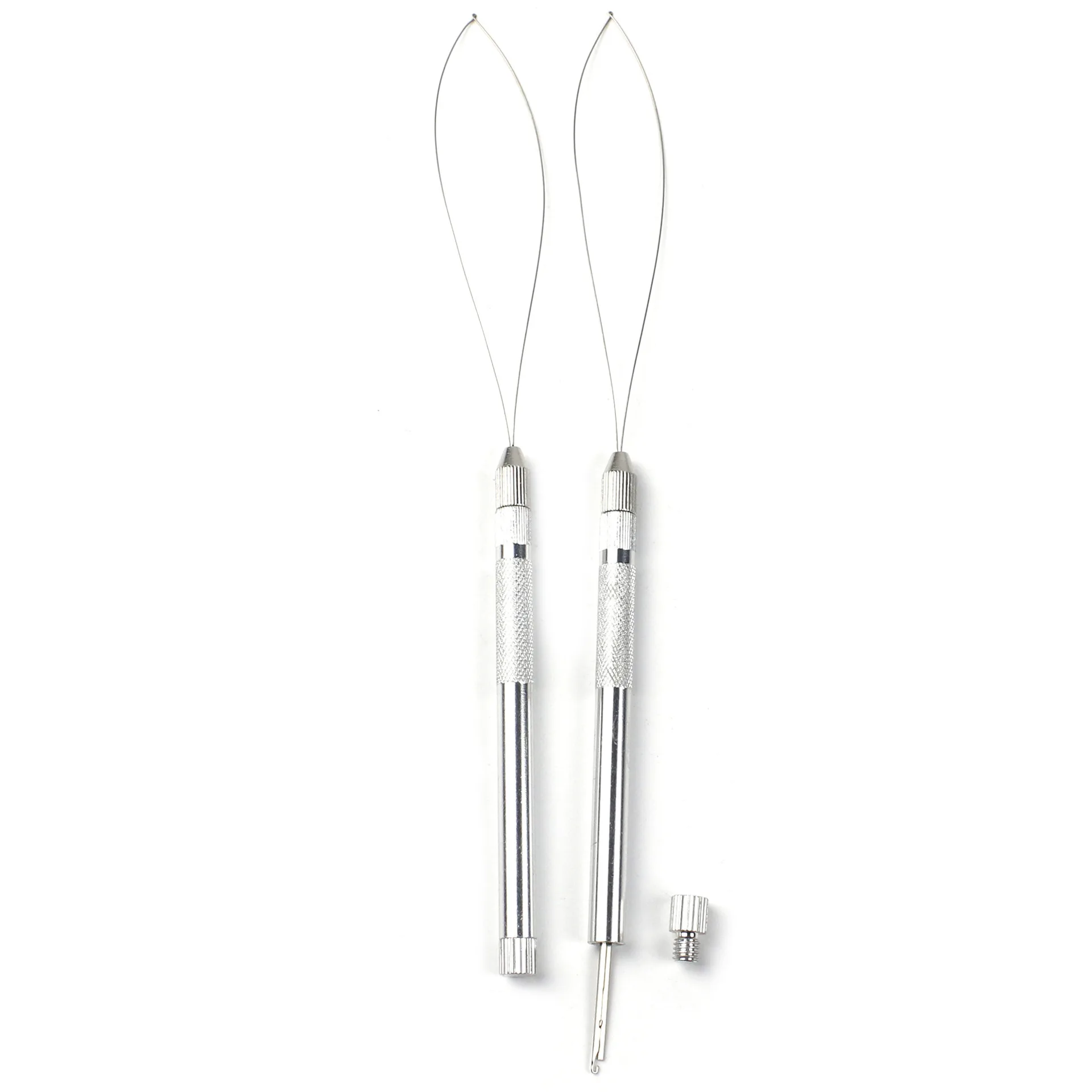 Hair Extension Tools 3 Knitting Hook Needles Pulling Needle Loop Threader Aluminum Ventilating Holder and Needles Kit Making lac thumbnail 2