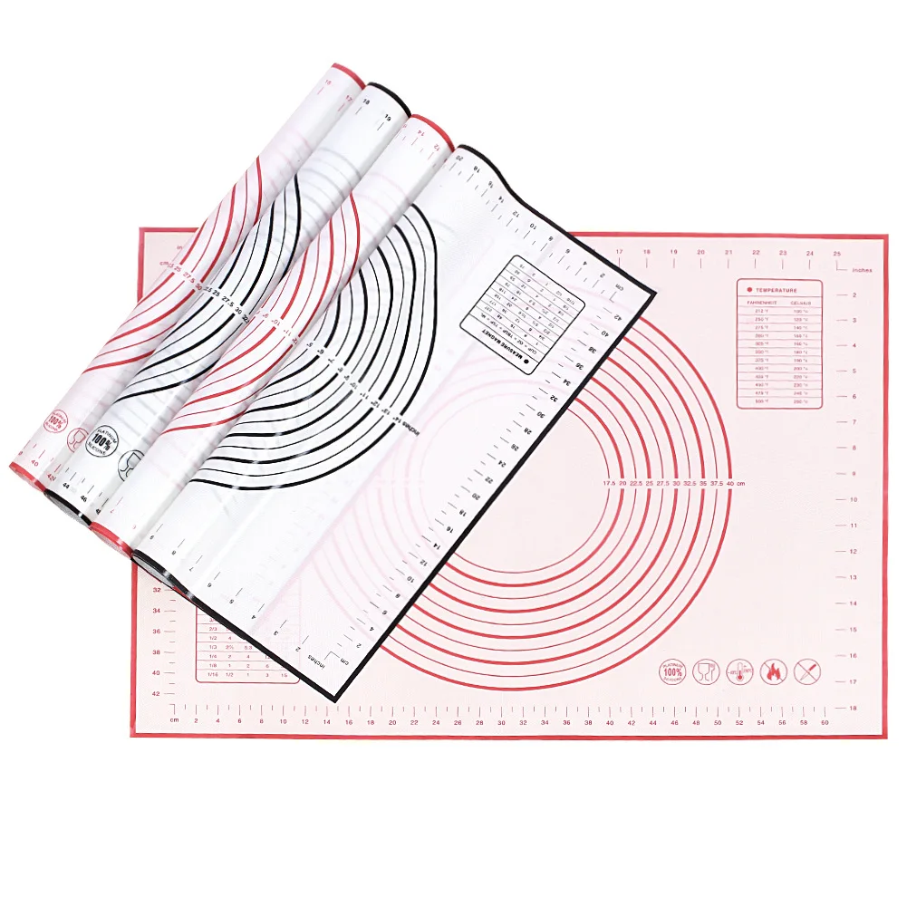 60/50/40cm Silicone Pad Baking Mat Sheet Kneading Dough Mat For Kitchen Rolling Dough Pizza Large Dough Non-Stick Maker Holder thumbnail 3