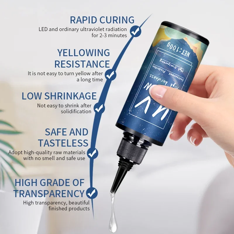 UV Resin Glue for DIY Jewelry, Epoxy Resin and UV Lamp High Transparency Fast Drying High Hardness, 20g, 50g, 100g, 250g, 1000g thumbnail 3