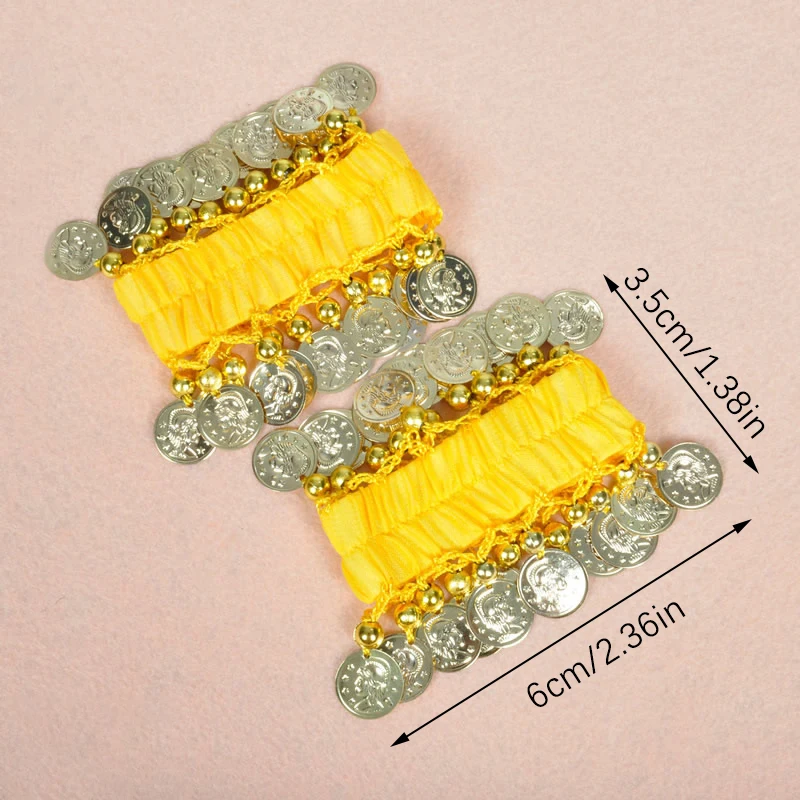 1Pcs Belly Dance Metal Coin Bracelets Belly Dancing Wrist Ankle Cuffs Bracelets Chiffon Gold Coin Belly Dance Accessories thumbnail 5