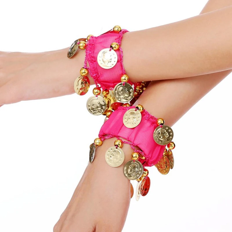 1Pcs Belly Dance Metal Coin Bracelets Belly Dancing Wrist Ankle Cuffs Bracelets Chiffon Gold Coin Belly Dance Accessories thumbnail 4