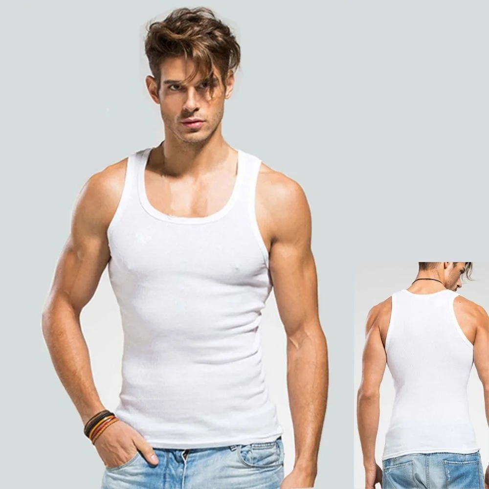 HOT Summer Plus Size Male Clothes Tank Tops 100% Pure Cotton Sleeveless Fitness T-shirt Elastic Bodybuilding Vest For Men Women thumbnail 2