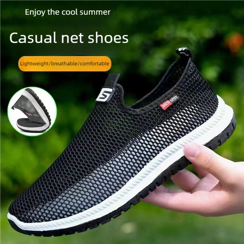 Men's breathable lightweight casual mesh sports shoes summer outdoor soft sole running shoes fashion walking shoes male sneakers thumbnail 3