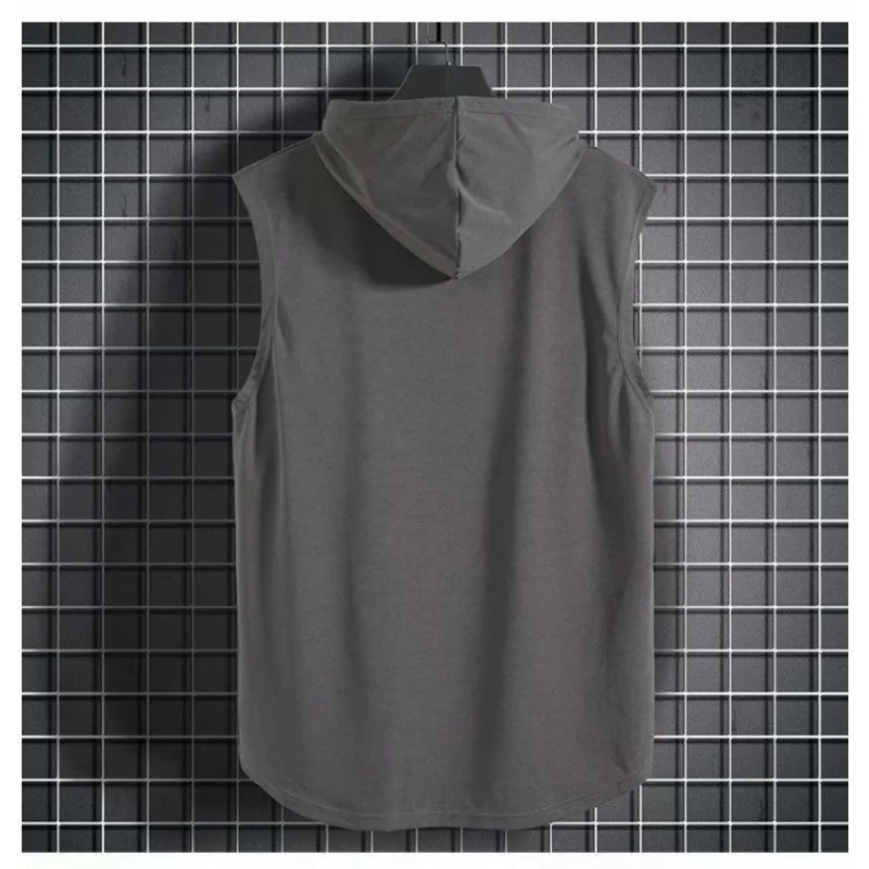 M-3XL Men's Tank Tops Vest Sleeveless Tees Hooded Male T Shirt Gym Exercise Sports Golf  Shirt Korean Style Casual Solid Color thumbnail 3