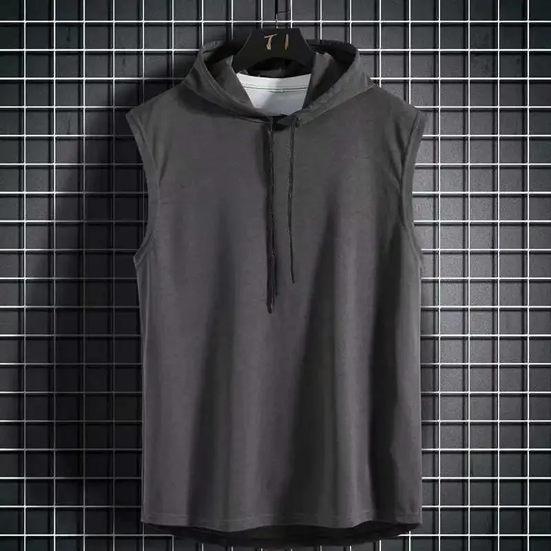 M-3XL Men's Tank Tops Vest Sleeveless Tees Hooded Male T Shirt Gym Exercise Sports Golf  Shirt Korean Style Casual Solid Color thumbnail 2