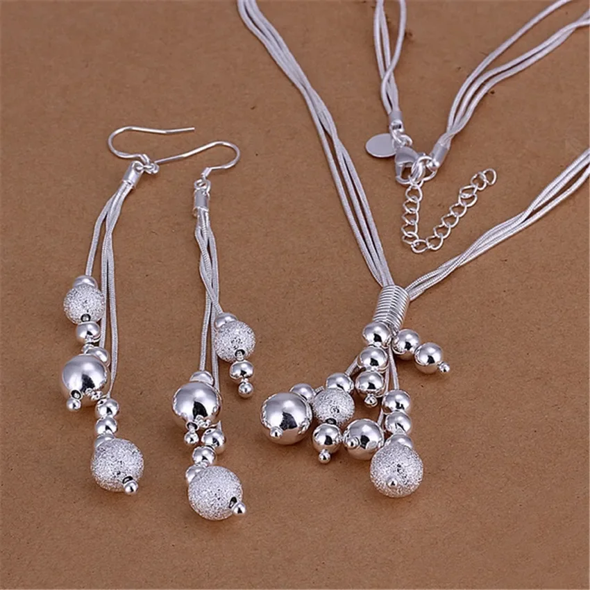 Charms Wedding 925 Sterling Silver Jewelry Fashion Pretty Pendant Necklace Earring Women Party Set TOP Quality Stamped thumbnail 4