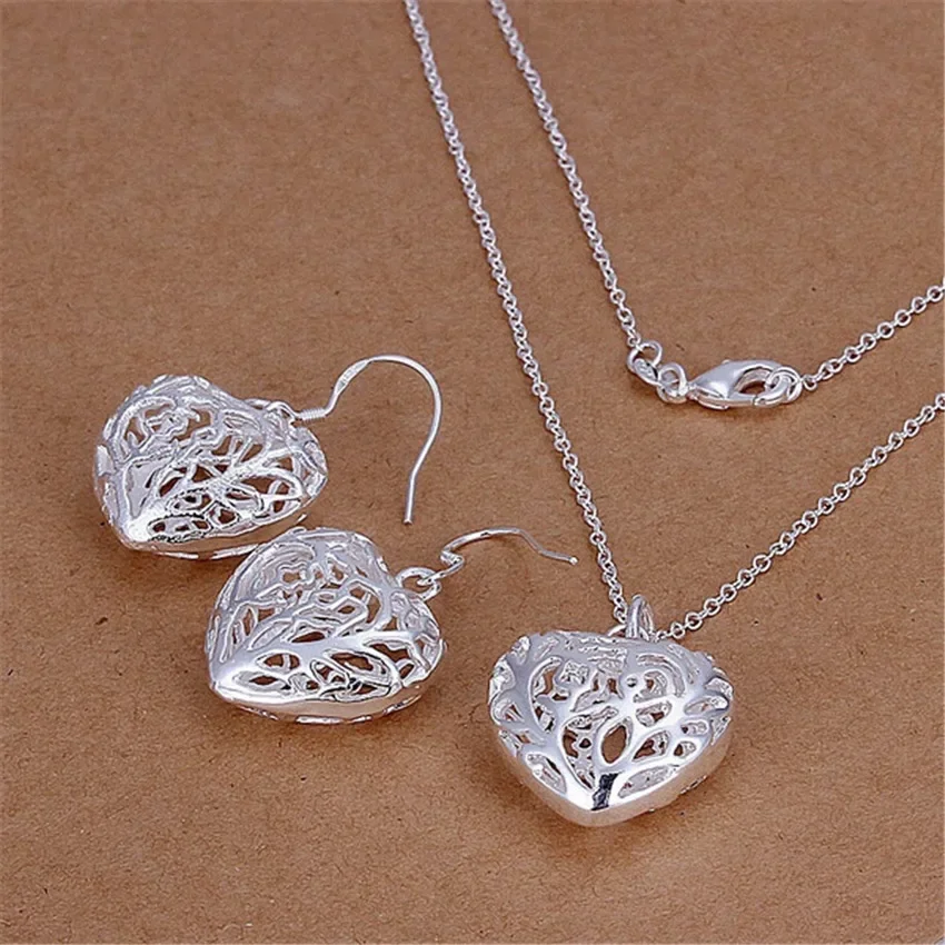 Charms Wedding 925 Sterling Silver Jewelry Fashion Pretty Pendant Necklace Earring Women Party Set TOP Quality Stamped thumbnail 3