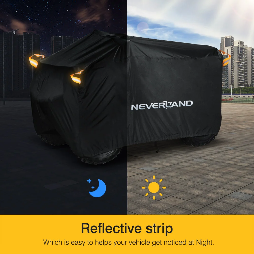 Quad Bike ATV Cover Universal 190T Waterproof Motorcycle Vehicle Scooter Kart Motorbike Resistant Dust UV Protector Black Silver thumbnail 3