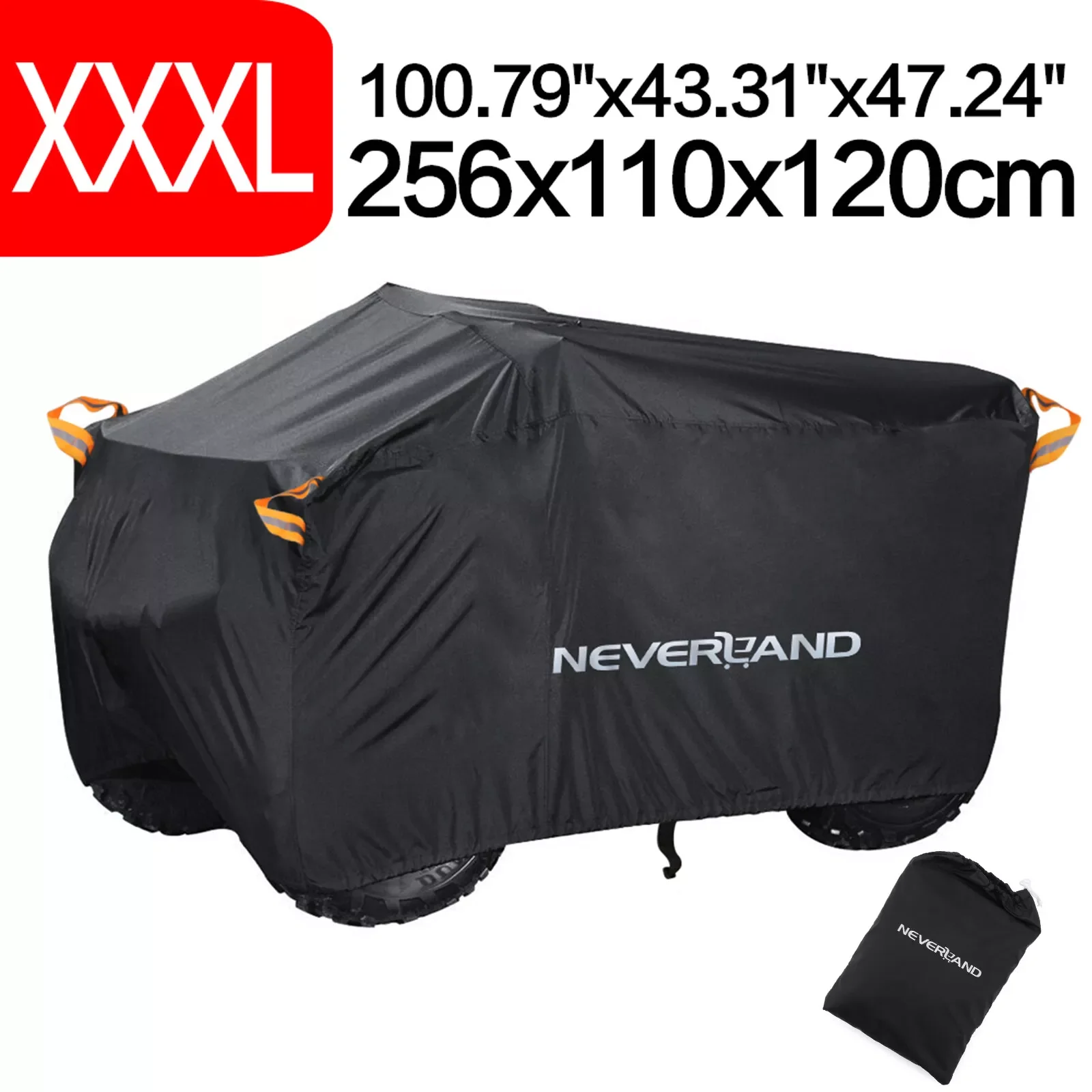 Quad Bike ATV Cover Universal 190T Waterproof Motorcycle Vehicle Scooter Kart Motorbike Resistant Dust UV Protector Black Silver thumbnail 4
