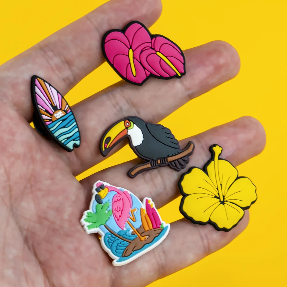 1/30PCS Shoe Charms New Hawaiian Style Flower Surf Board Women Men Cute Shoe Decoration Shoe Accessories Pins for Clog Kawaii thumbnail 4