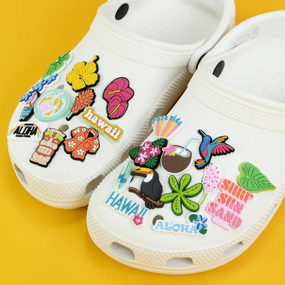 1/30PCS Shoe Charms New Hawaiian Style Flower Surf Board Women Men Cute Shoe Decoration Shoe Accessories Pins for Clog Kawaii thumbnail 5