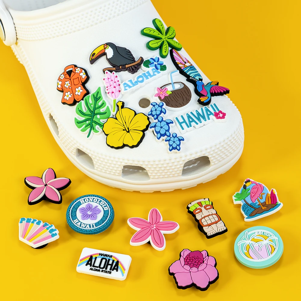 1/30PCS Shoe Charms New Hawaiian Style Flower Surf Board Women Men Cute Shoe Decoration Shoe Accessories Pins for Clog Kawaii thumbnail 2