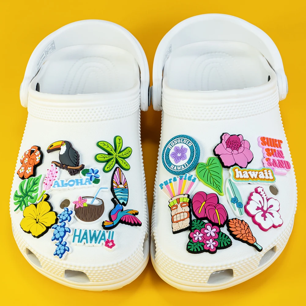 1/30PCS Shoe Charms New Hawaiian Style Flower Surf Board Women Men Cute Shoe Decoration Shoe Accessories Pins for Clog Kawaii thumbnail 6