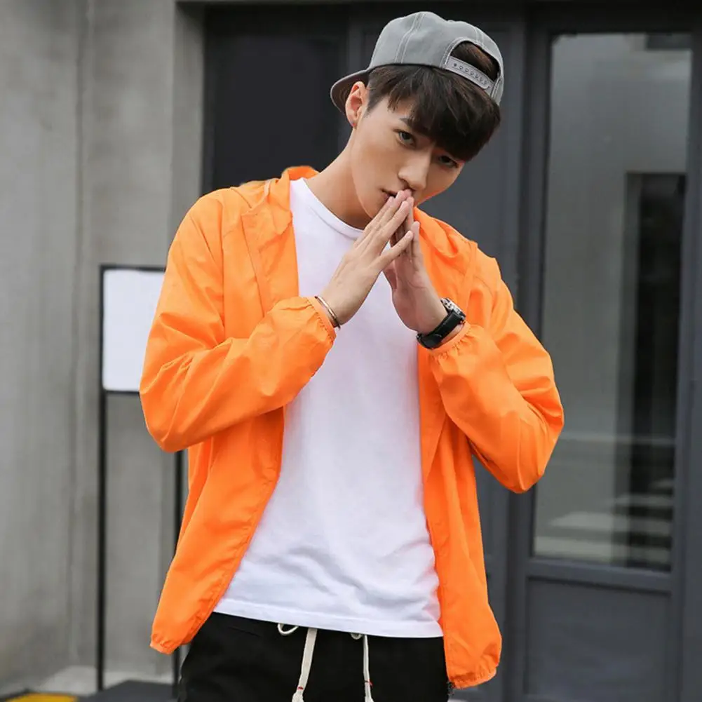 Sun Skin Coats Ultra Light Portable Foldable Hooded Windbreaker Jacket Unisex Anti UV Waterproof Camping Rain Jacket thumbnail 3