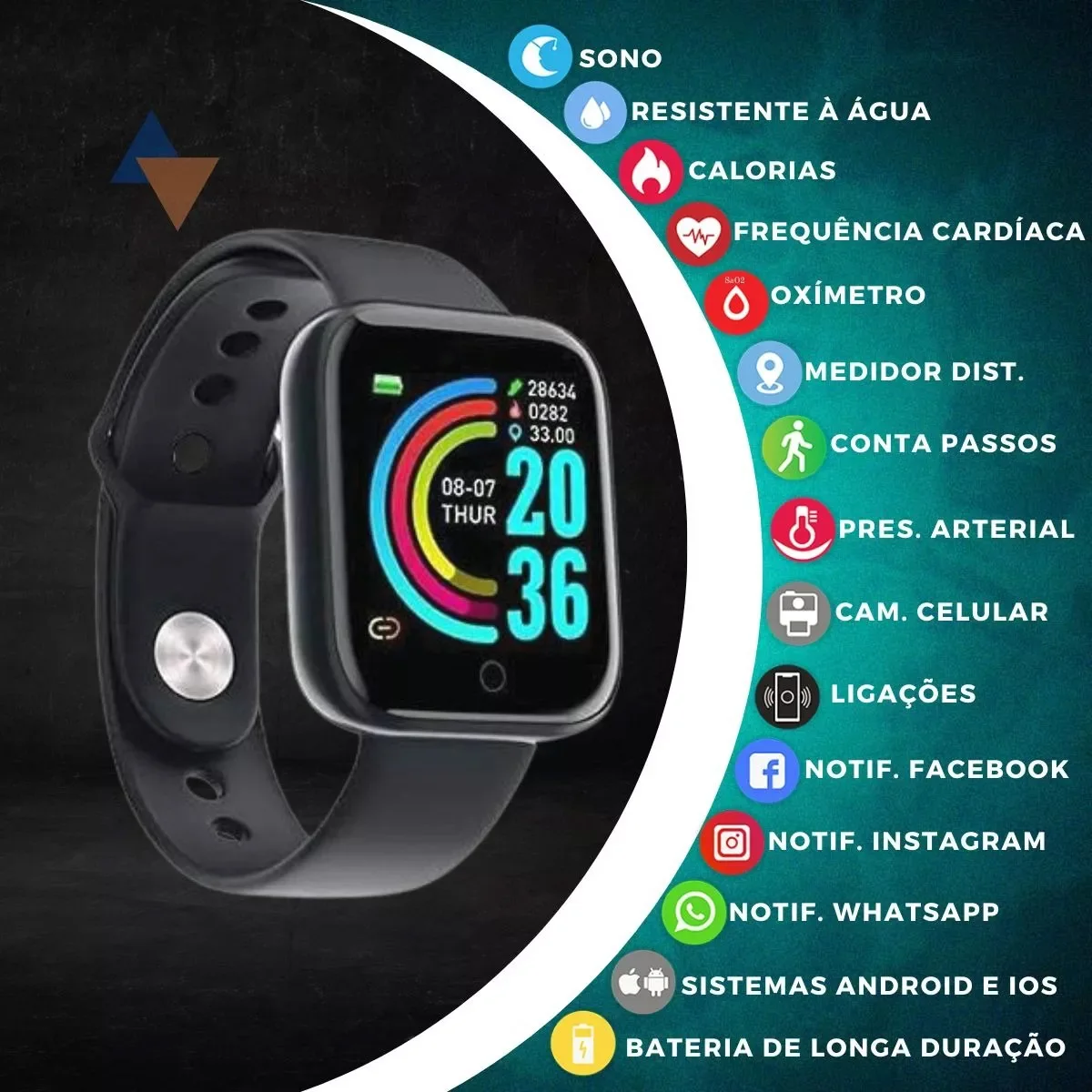 D20 Smart Watch Sport Fitness Tracker Pedometer Smartwatch for Men Women Digital Wristwatch Y68 Pro6 Gift thumbnail 3