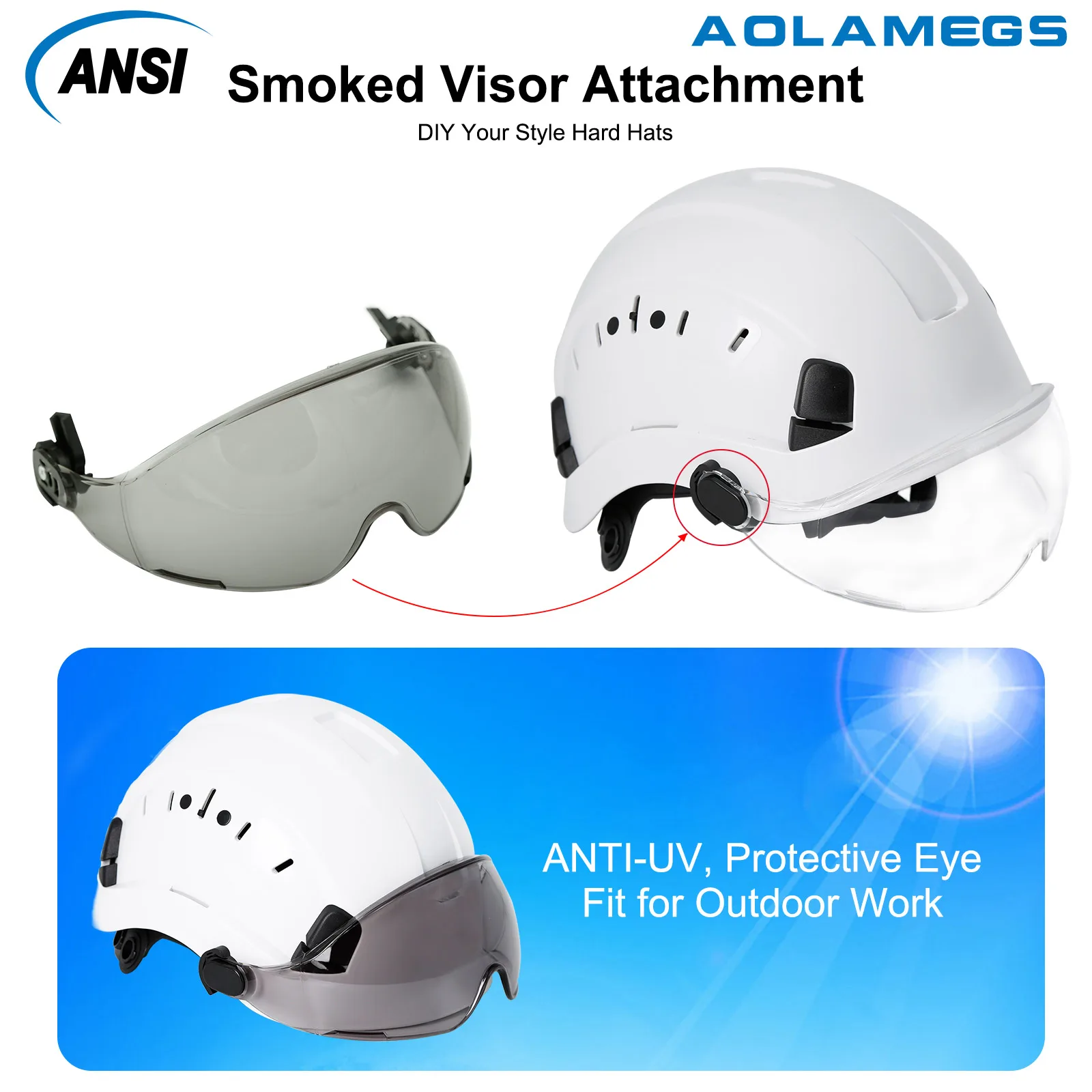 External Visor Goggles Accessories for Aolamegs SF06 CR08 Model Safety Helmet Replaceable With ANSI and CE Certification thumbnail 6