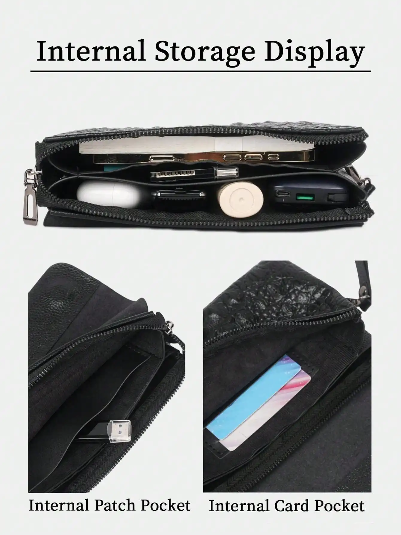 Fashion Crocodile Pattern Clutch Bag Business Portable Large Capacity Multifunctional Handbag Flap Zipper Clutch Bag thumbnail 3