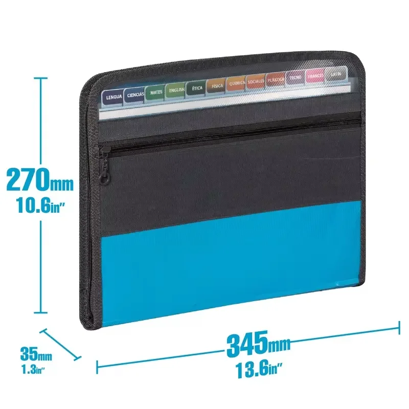 Accordion File Organizer with Safe Zipper, 13 Pocket Expanding File Folder with Front Pencil Pouch,  School Office Supplies thumbnail 6