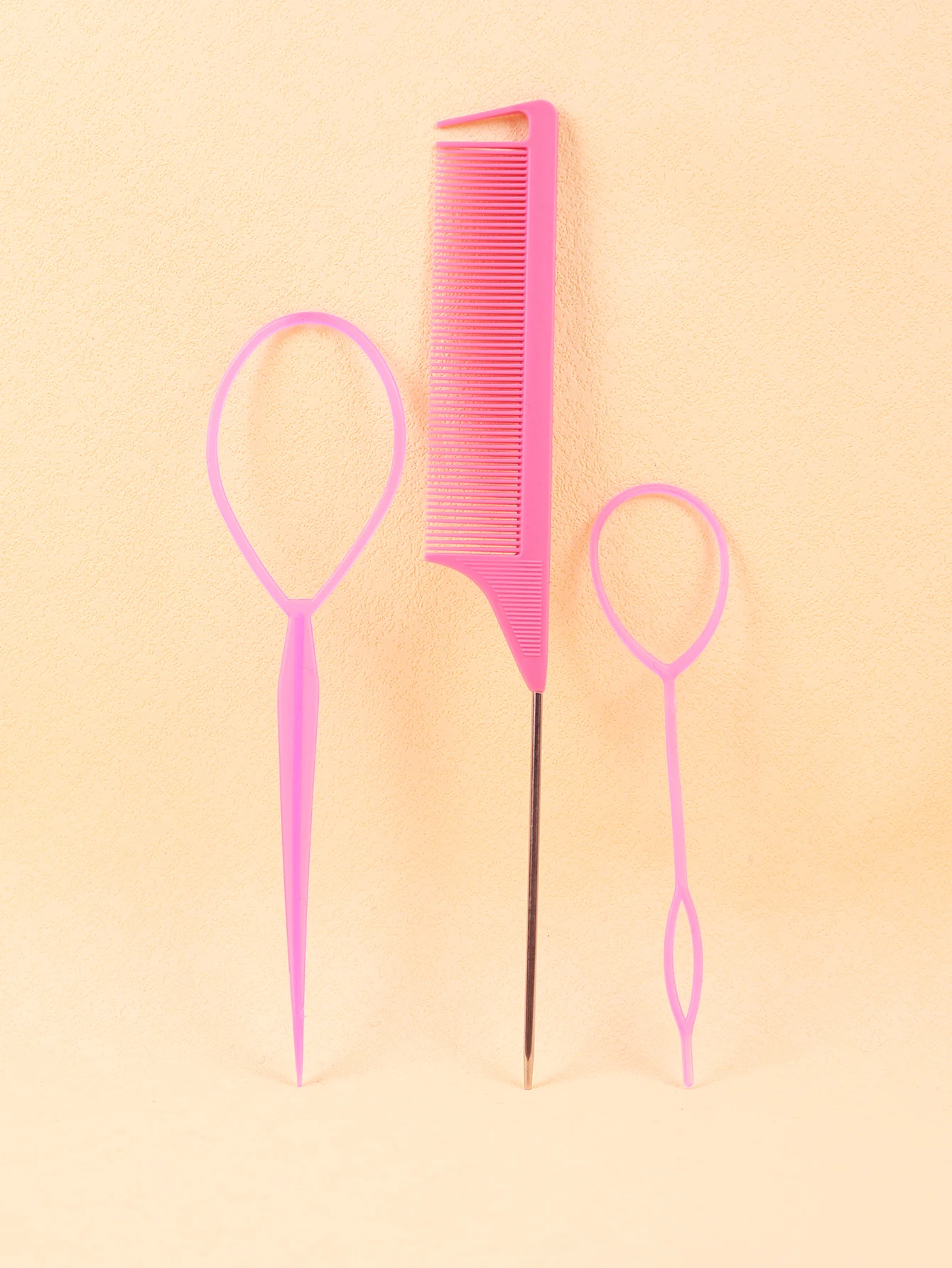 3pcs of hair braiding tools, designed for hair styling mouse tail combs to distribute hair braiding，Special for real hair wigs thumbnail 2