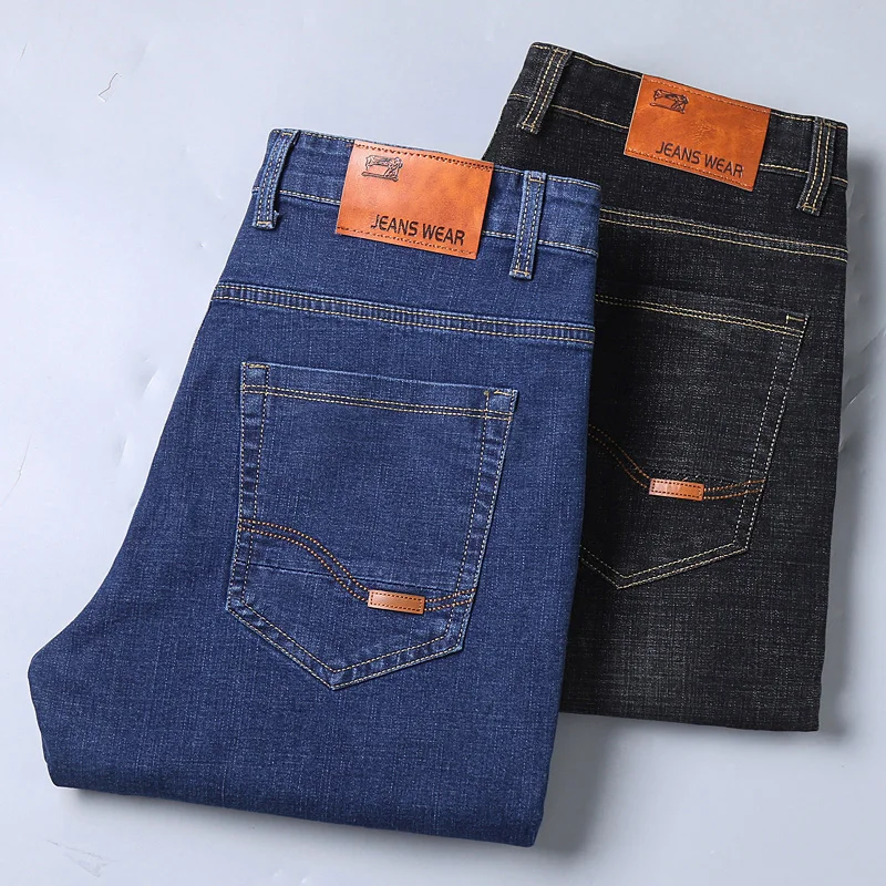 New Men Light Luxury Stretch Slim Fit Pants Comfortable Soft Business Fashion Straight Casual Denim Trousers Male Brand Clothing thumbnail 6