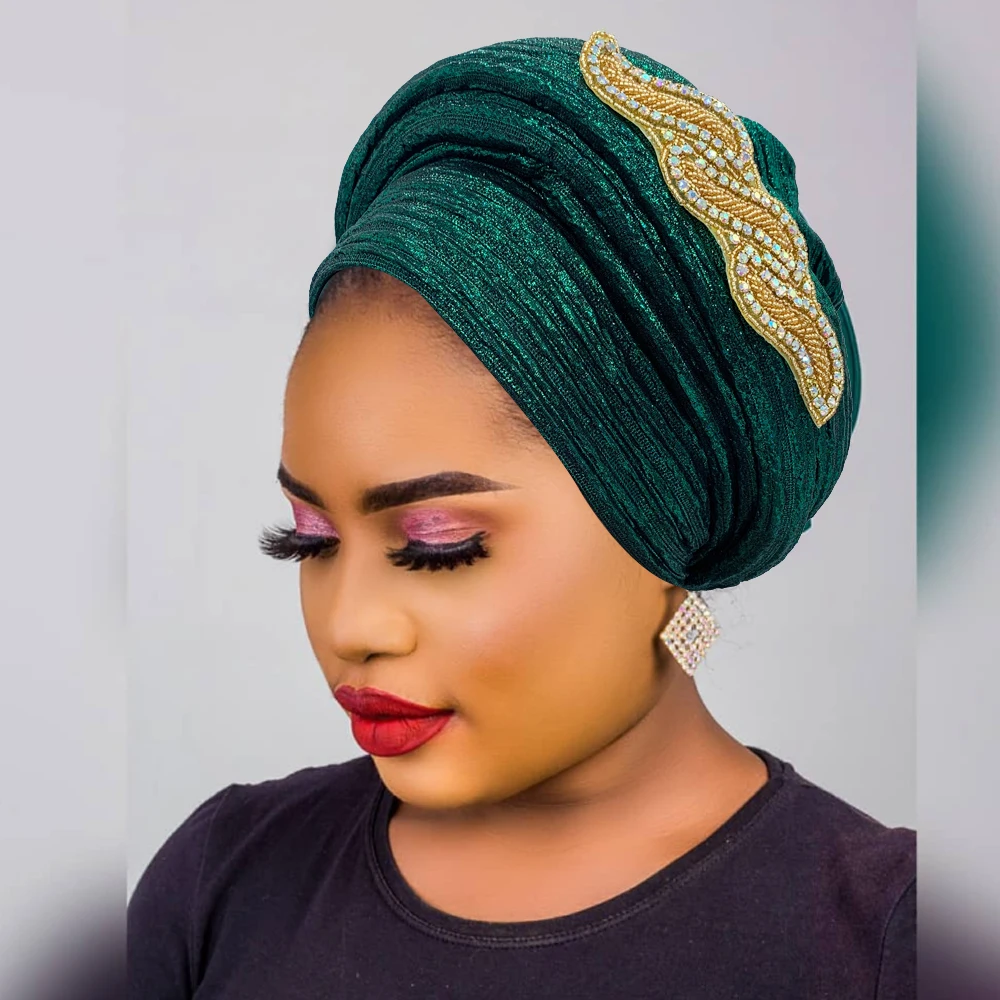 Fashion African Turban Cap Women's Autogele headtie Lady Head Wraps Nigeria Wedding Headgear  Turbante Mujer