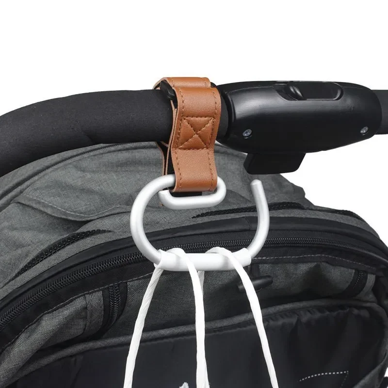 New PU Leather Stroller Hooks Rotate 360 Degrees Multifunctional Leather Hooks for Bags Stroller Accessories Christmas Gift thumbnail 2