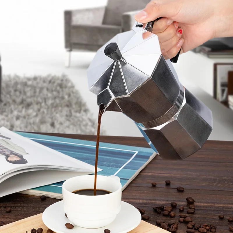 Mocha Coffee Pots Italian Aluminum Octagonal Pot Coffee Cup Maker Tea Maker Portable Coffee Maker thumbnail 2