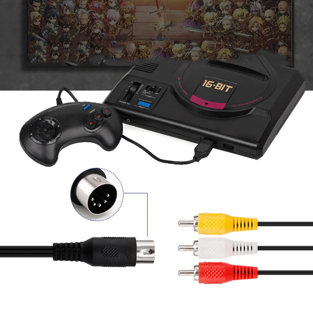 1.8m High quality AV Audio Video Cable for SEGA Mega Drive 1 3RCA Cord for Genesis 1 cable thumbnail 3