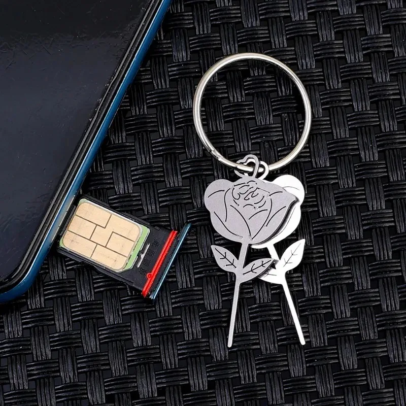 2/1Pcs Stainless Steel Needle Silver Rose Shape for Smartphone Sim Card Tray Removal Eject Pin Key Tool Universal Thimble thumbnail 4
