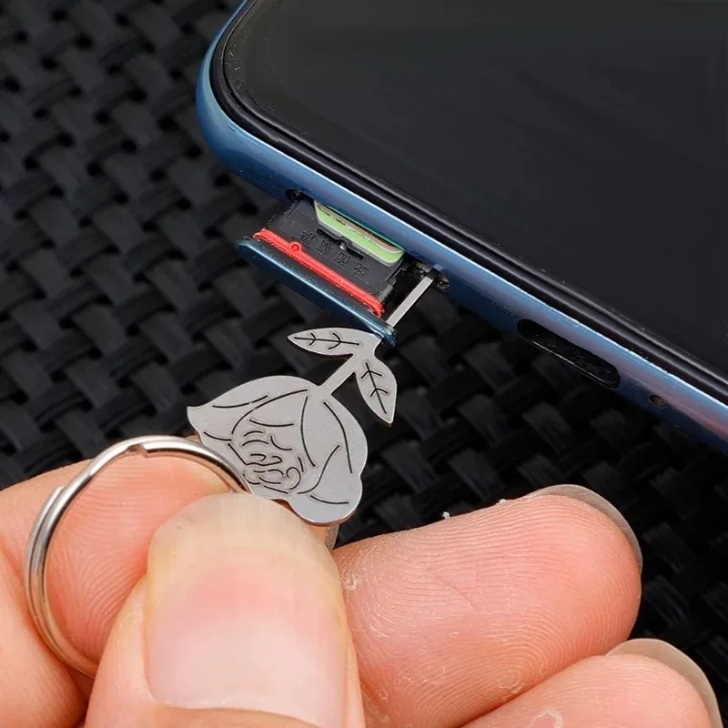 2/1Pcs Stainless Steel Needle Silver Rose Shape for Smartphone Sim Card Tray Removal Eject Pin Key Tool Universal Thimble thumbnail 3