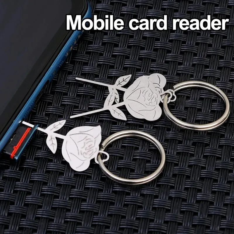 2/1Pcs Stainless Steel Needle Silver Rose Shape for Smartphone Sim Card Tray Removal Eject Pin Key Tool Universal Thimble thumbnail 2
