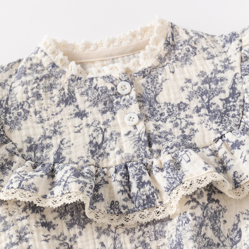 2024 New Autumn 0-24M Children Clothes Korean Style Climbing Suit Long Sleeved Cotton Print Toddler Baby Girl Romper+Hat thumbnail 5