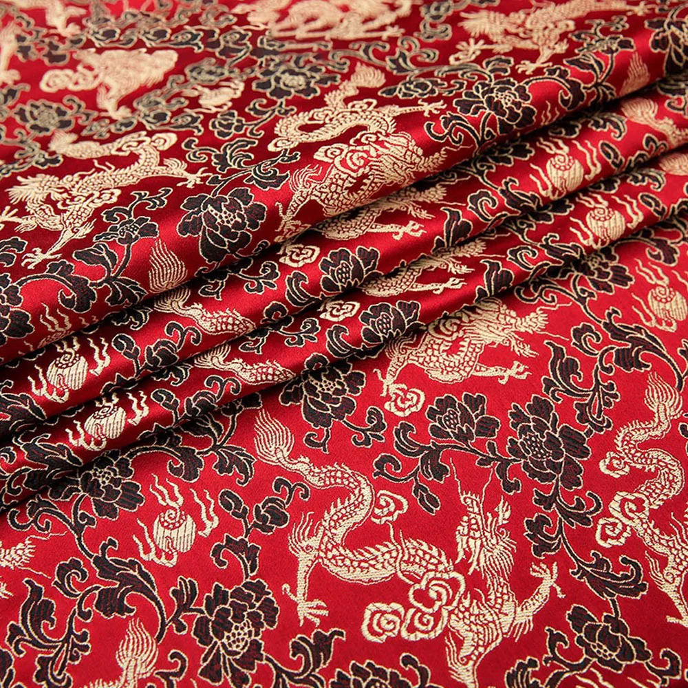 Brocade Jacquard Fabrics Embroidery Silk Dragon Pattern Costume Cheongsam Kimono Materials For Sewing Dress Bag DIY Gift Box Tie thumbnail 2