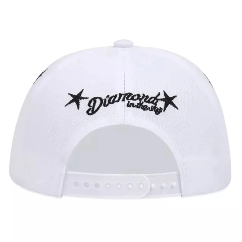 Men's Fashion White Embroidered Five-Pointed Star Baseball Cap Hip-Hop Snapback Hat Street Dance Hip Hop Hat Snapback Cap thumbnail 6