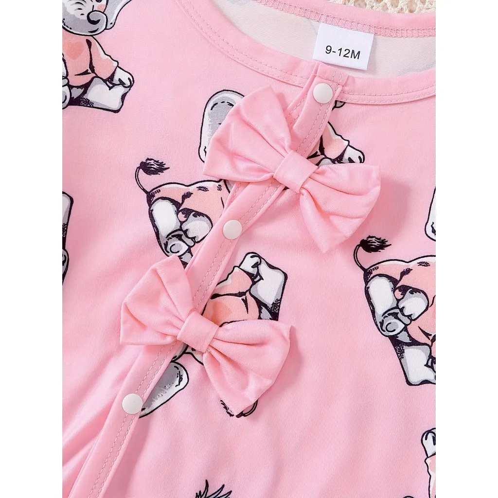 0-24 Months Newborn Baby Girl 2PCS Clothes Set Long Sleeve Elephant Romper+Hat Autumn Fashion Cute Toddler Girl Photograp Outfit thumbnail 4