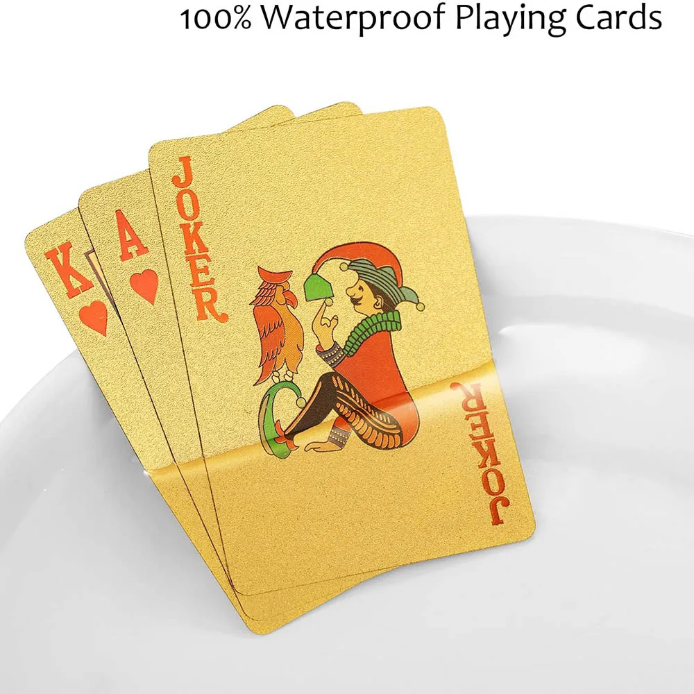 Playing Cards Waterproof Gold Plastic Poker Cards Novelty Poker Game Tools for Board Game Family Party Outdoor Entertainment thumbnail 2