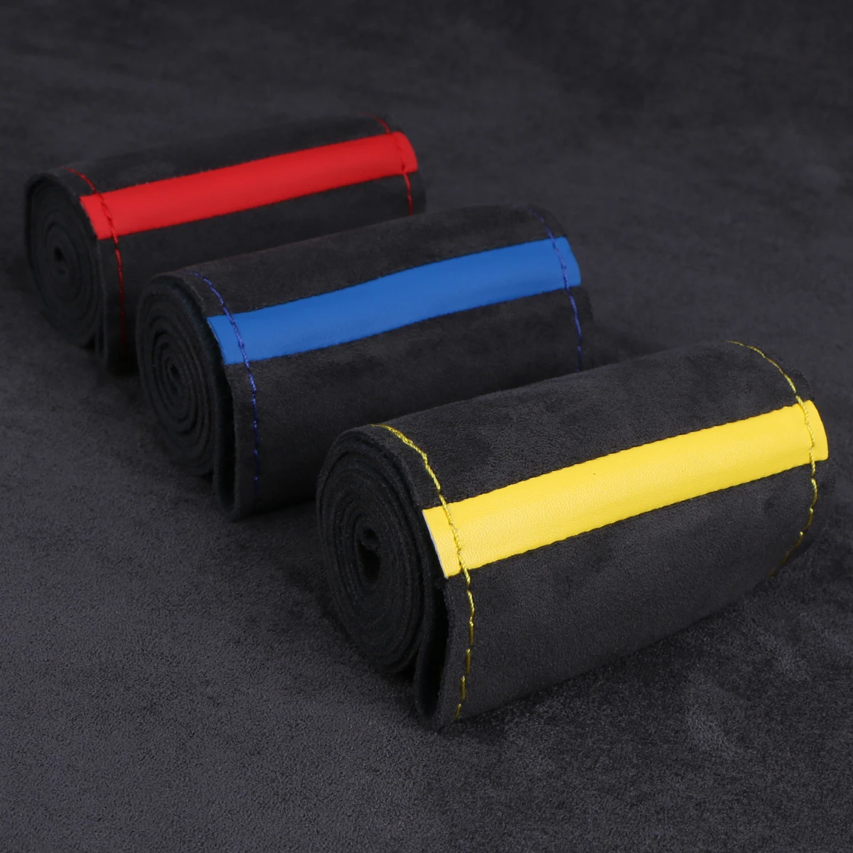 Universal Suede Car Steering Wheel Cover DIY Hand Sewing Soft Leather Braiding Cover For Auto Steering Wheel thumbnail 4