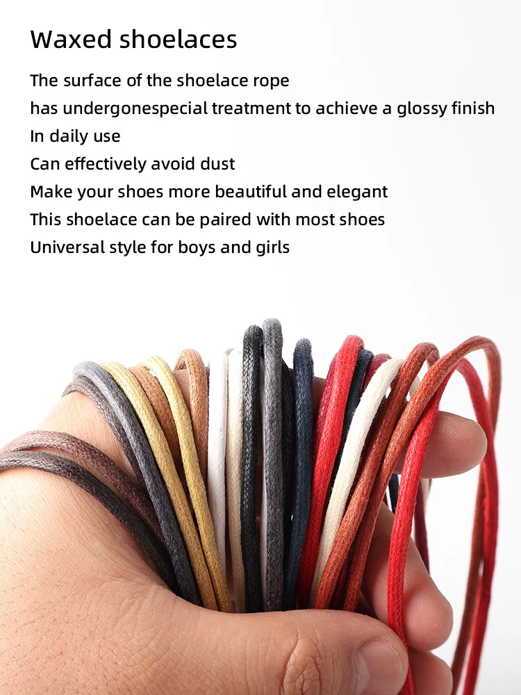 Round pure cotton waxed shoelaces 1 pair 60/70/80/90/100/120/140/160/180cmOxford Shoe LacesBoots Laces Waterproof Leather12Color thumbnail 6