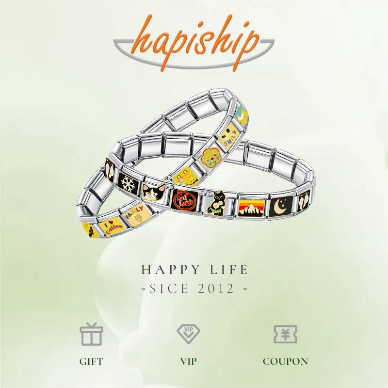 Hapiship 2024 New Women's Jewelry DIY 9mm Width Itanlian Elastic Charm Bracelet Fashion Stainless Steel Fashion Bangle ST-Bao thumbnail 6