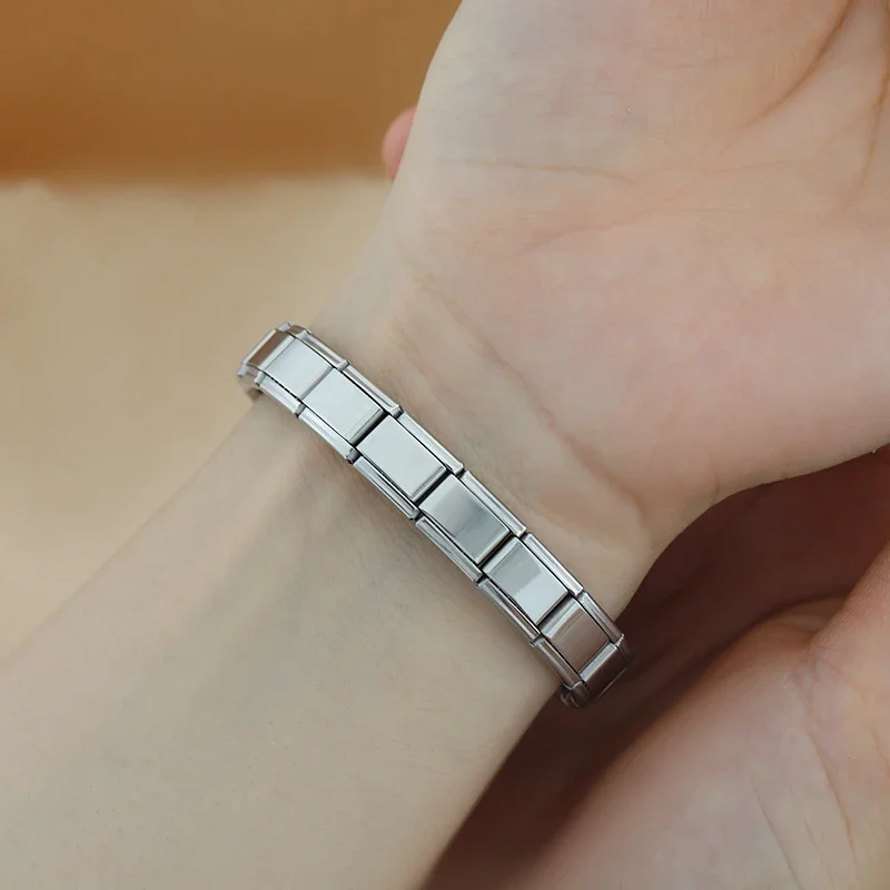 Hapiship 2024 New Women's Jewelry DIY 9mm Width Itanlian Elastic Charm Bracelet Fashion Stainless Steel Fashion Bangle ST-Bao thumbnail 3