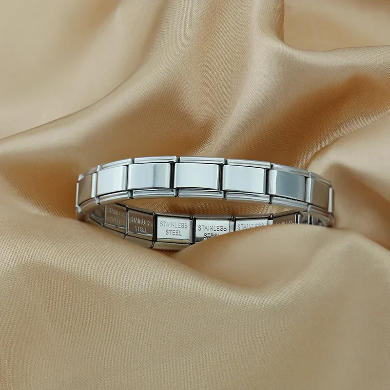 Hapiship 2024 New Women's Jewelry DIY 9mm Width Itanlian Elastic Charm Bracelet Fashion Stainless Steel Fashion Bangle ST-Bao thumbnail 4