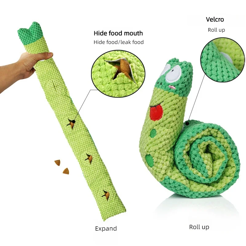 Dog Puzzle Feeder Interactive Toy Indestructible Plush Sound Squeak Puppy Toys For Resistant Foldable Snail Dogs Pet Supplies thumbnail 2
