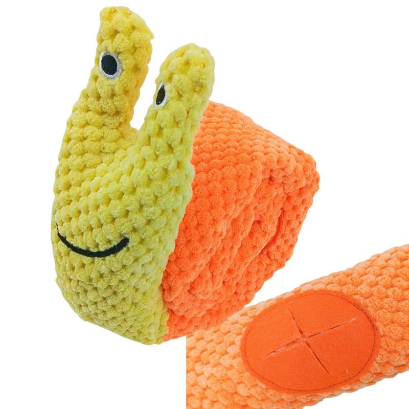 Dog Puzzle Feeder Interactive Toy Indestructible Plush Sound Squeak Puppy Toys For Resistant Foldable Snail Dogs Pet Supplies thumbnail 5