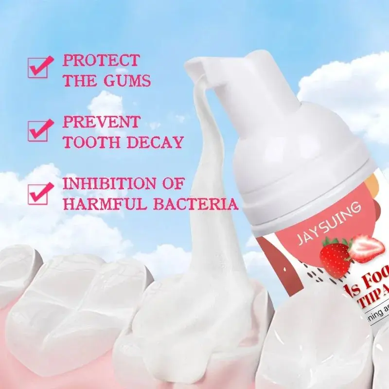 Children Foam Toothpaste Yellow Teeth Stain Removal Gingiva Protection Whitening Brighten Deep Cleaning Teeth Mousse for Kids thumbnail 6