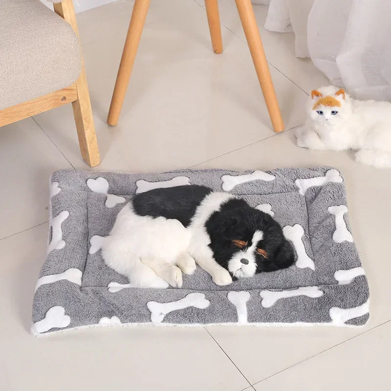 Double-sided Pet Mat Mats Short Plush Pet Sleeping Bed for Cats Small Dogs Cute Pet Pad Blanket Warm Kitten Cushion Cat Sofa Bed thumbnail 2